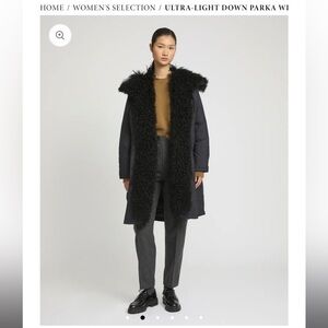 Yves Salomon Black Down Fur Parka